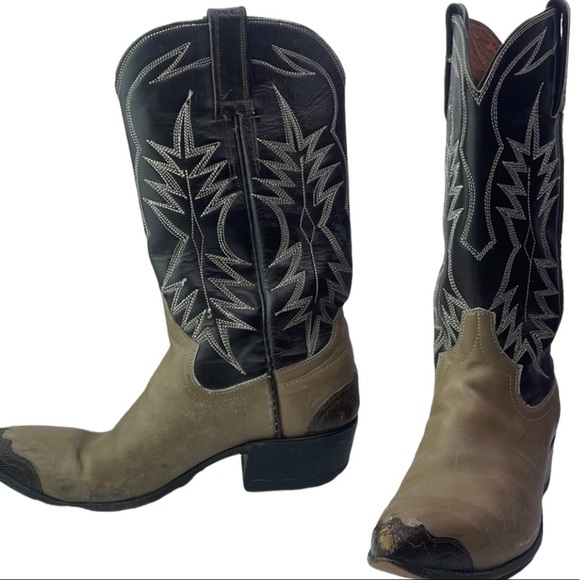 SEIBERLING Vintage Leather Hand Made Cowboy Western Cowgirl Boots Size 6 B # 102 - Picture 5 of 15